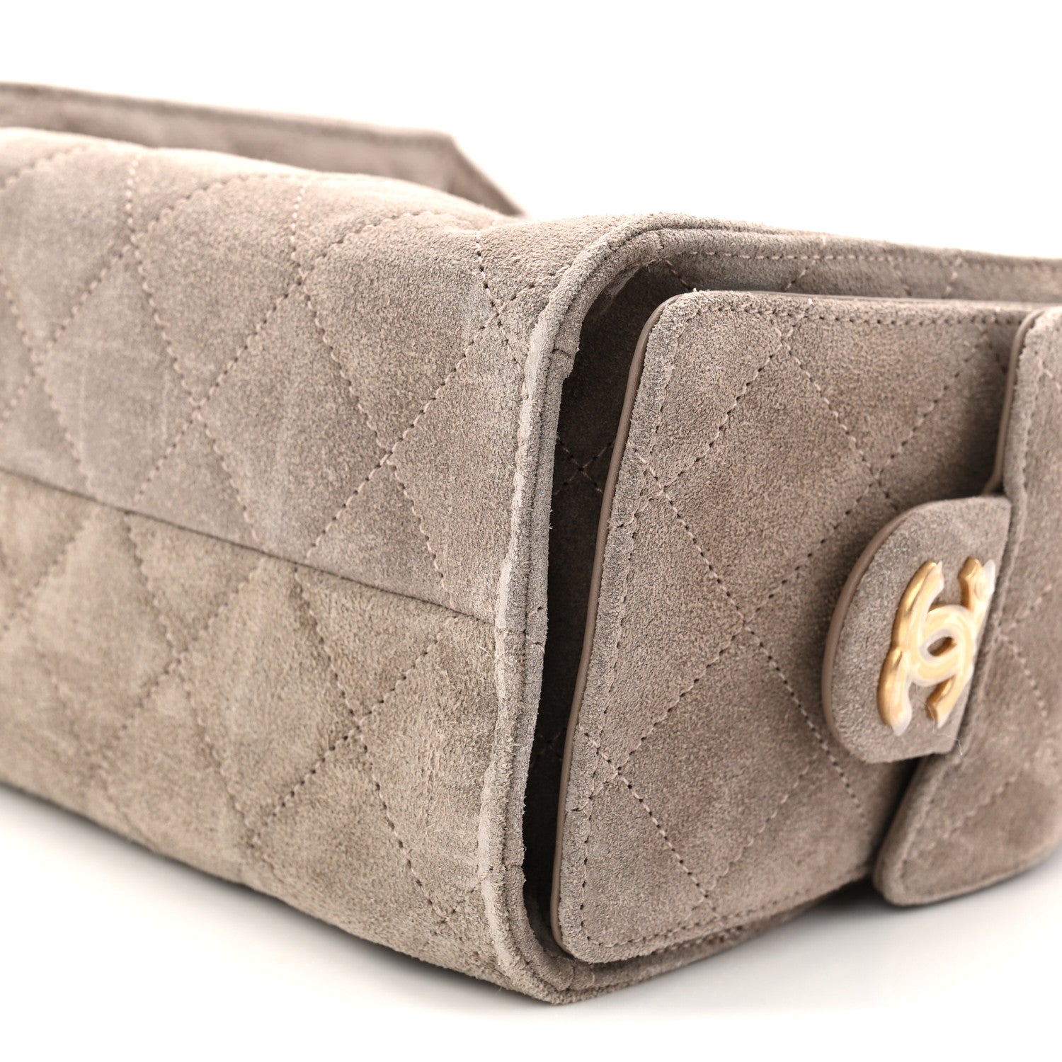 Chanel Suede Quilted Mini Chanel 25 Handbag Dark Grey