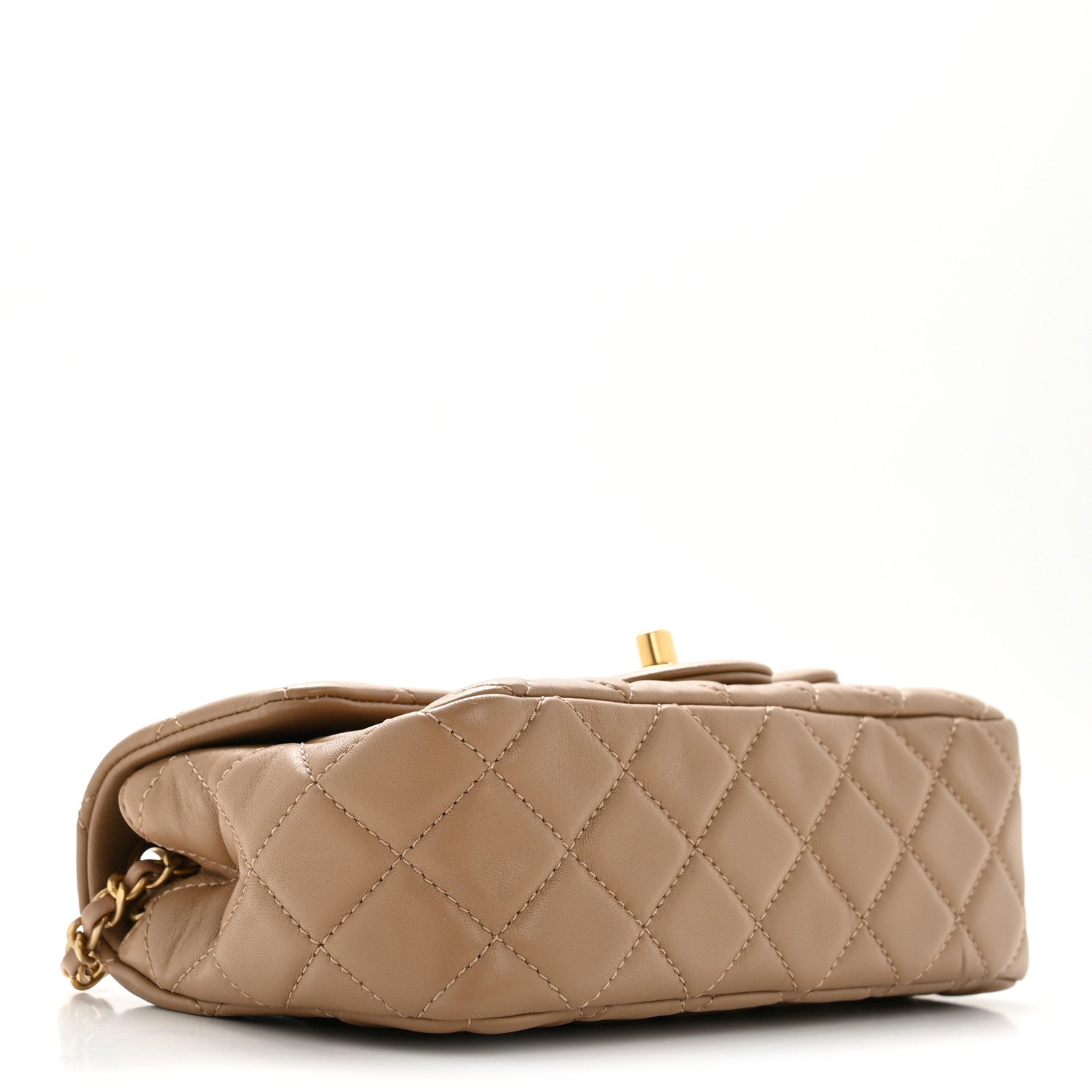 Chanel Lambskin Quilted Mini Rectangular Pearl Crush Flap Beige