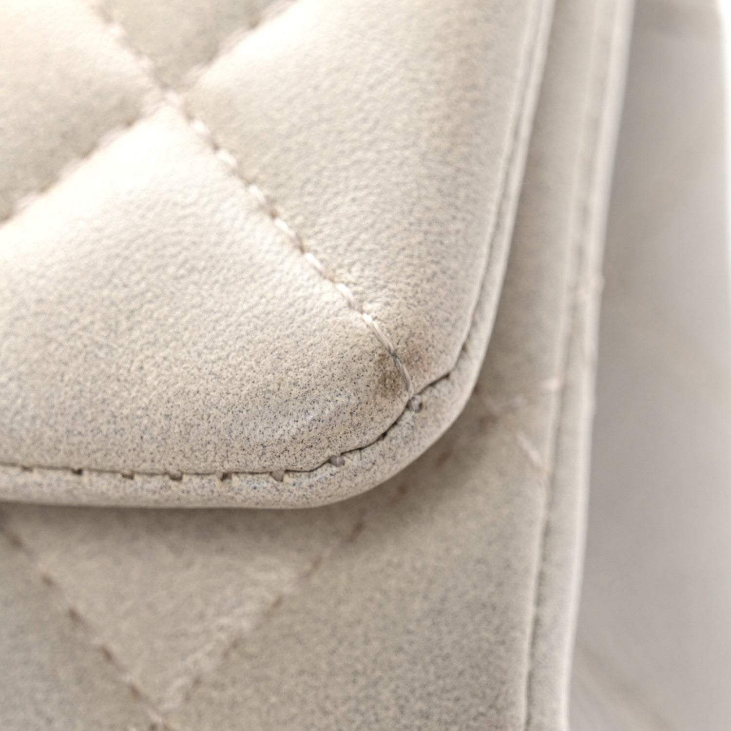 Chanel Iridescent Lambskin Quilted Mini Top Handle Rectangular Flap White