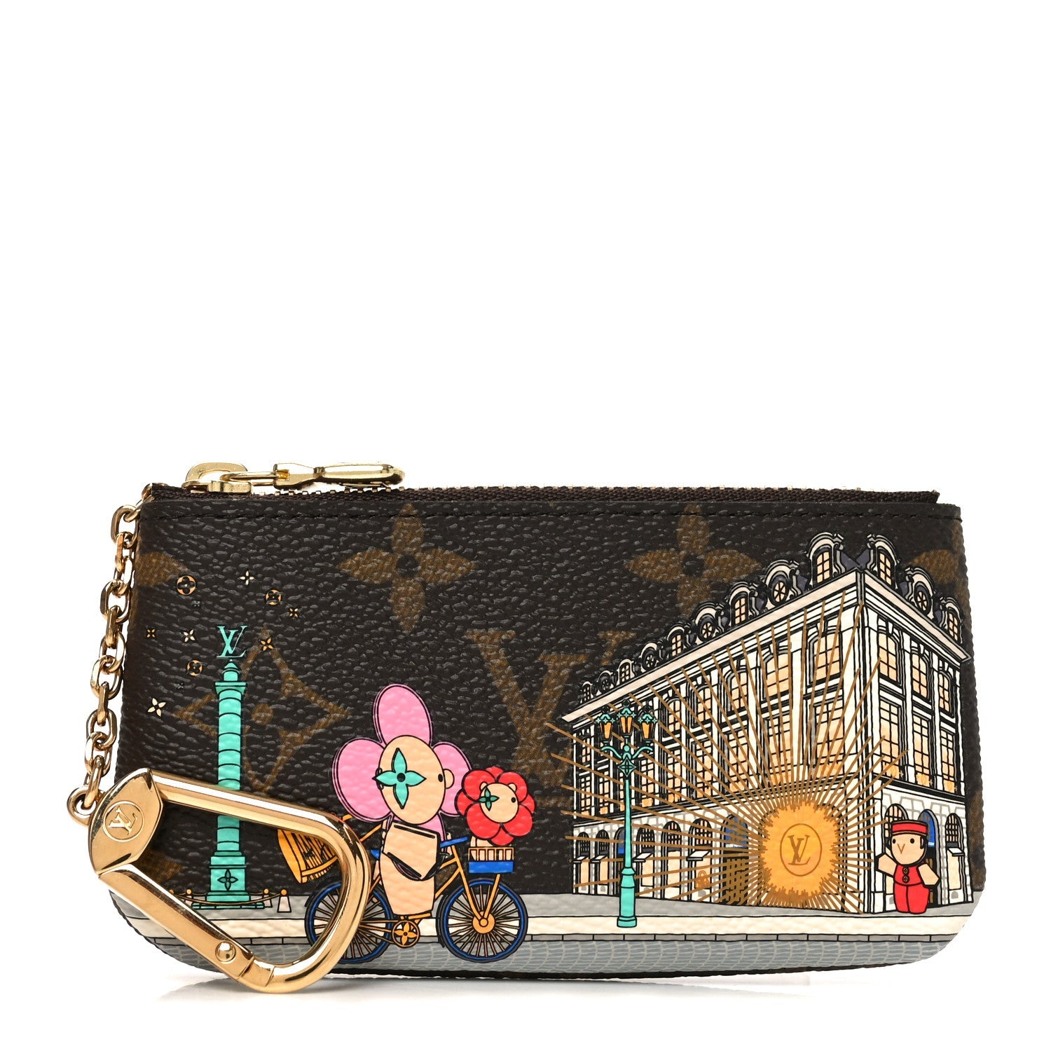 Louis Vuitton Monogram 2022 Christmas Animation Paris Key Pouch Pink