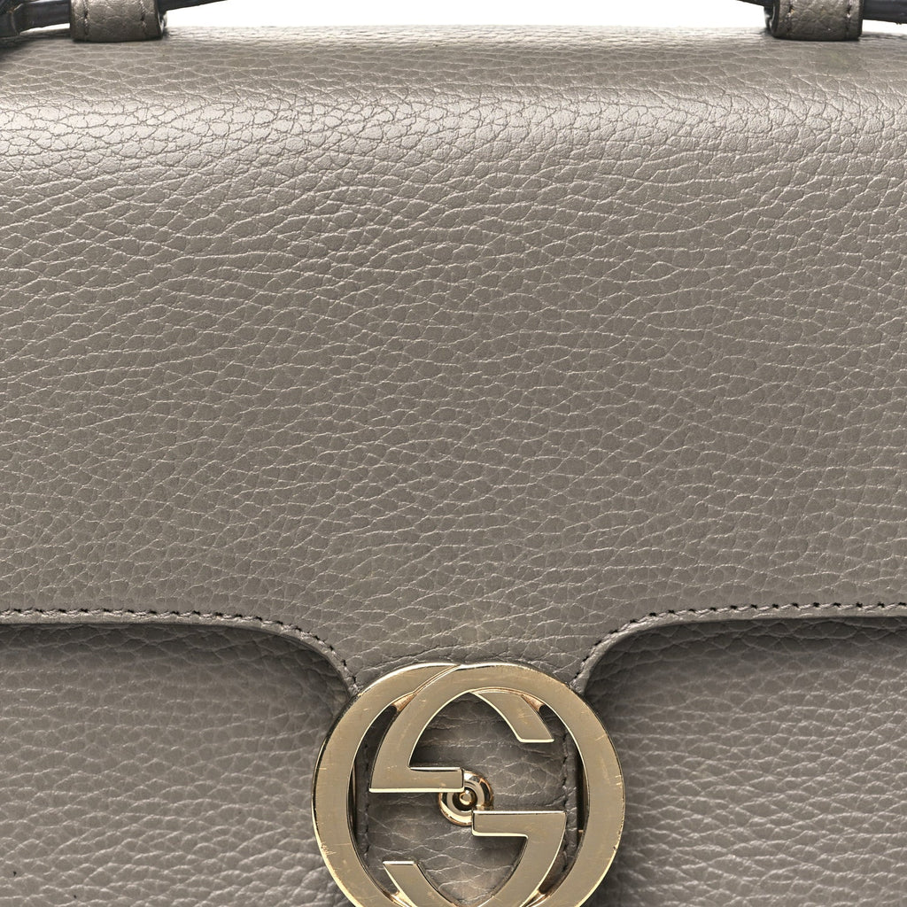 Gucci Dollar Calfskin Interlocking G Top Handle Shoulder Bag Loess