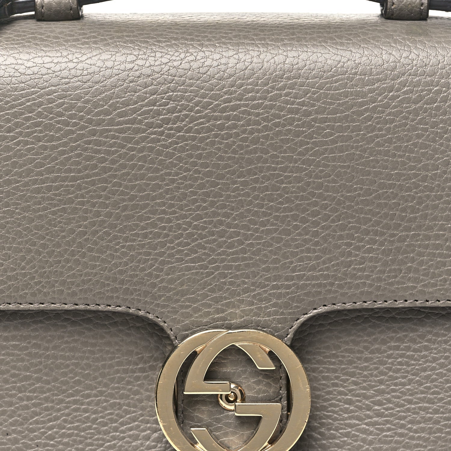 Gucci Dollar Calfskin Interlocking G Top Handle Shoulder Bag Loess