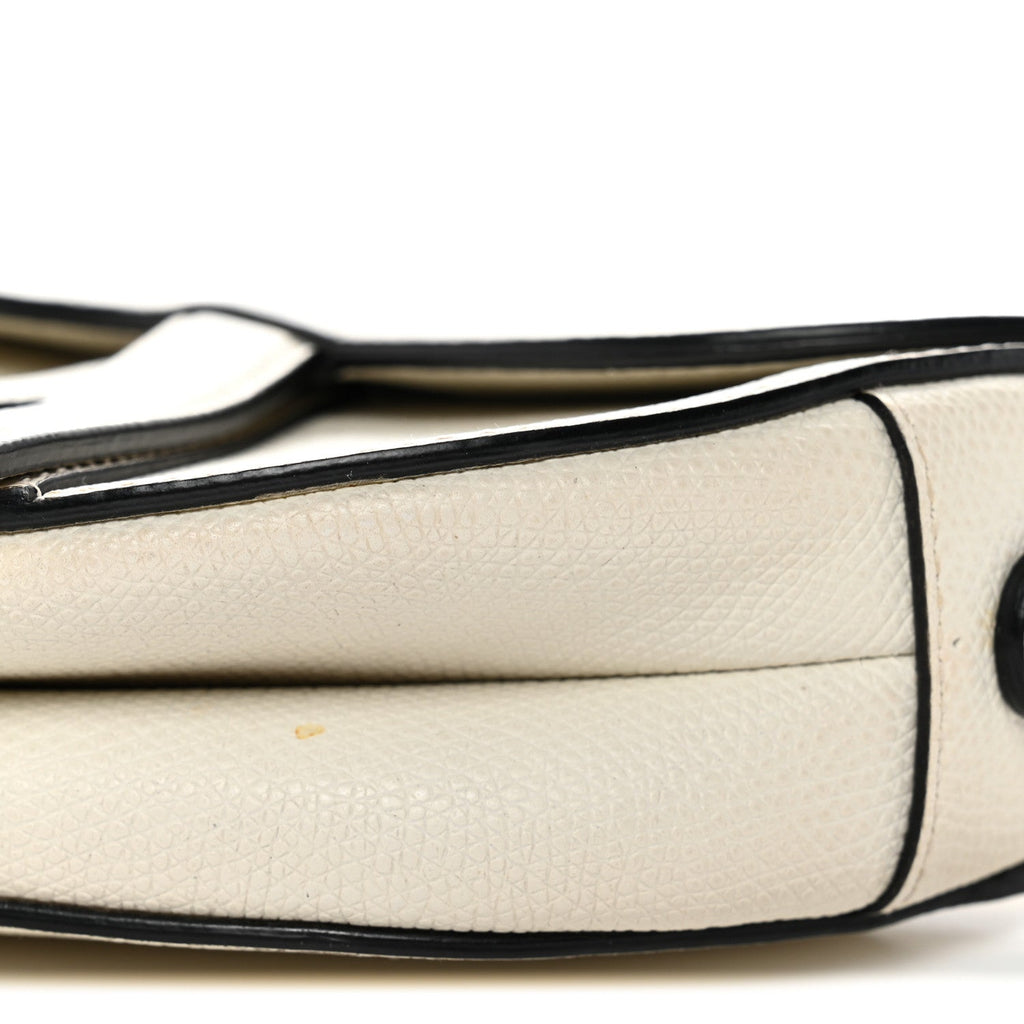 Christian Dior Grained Calfskin Mini Saddle Bag White