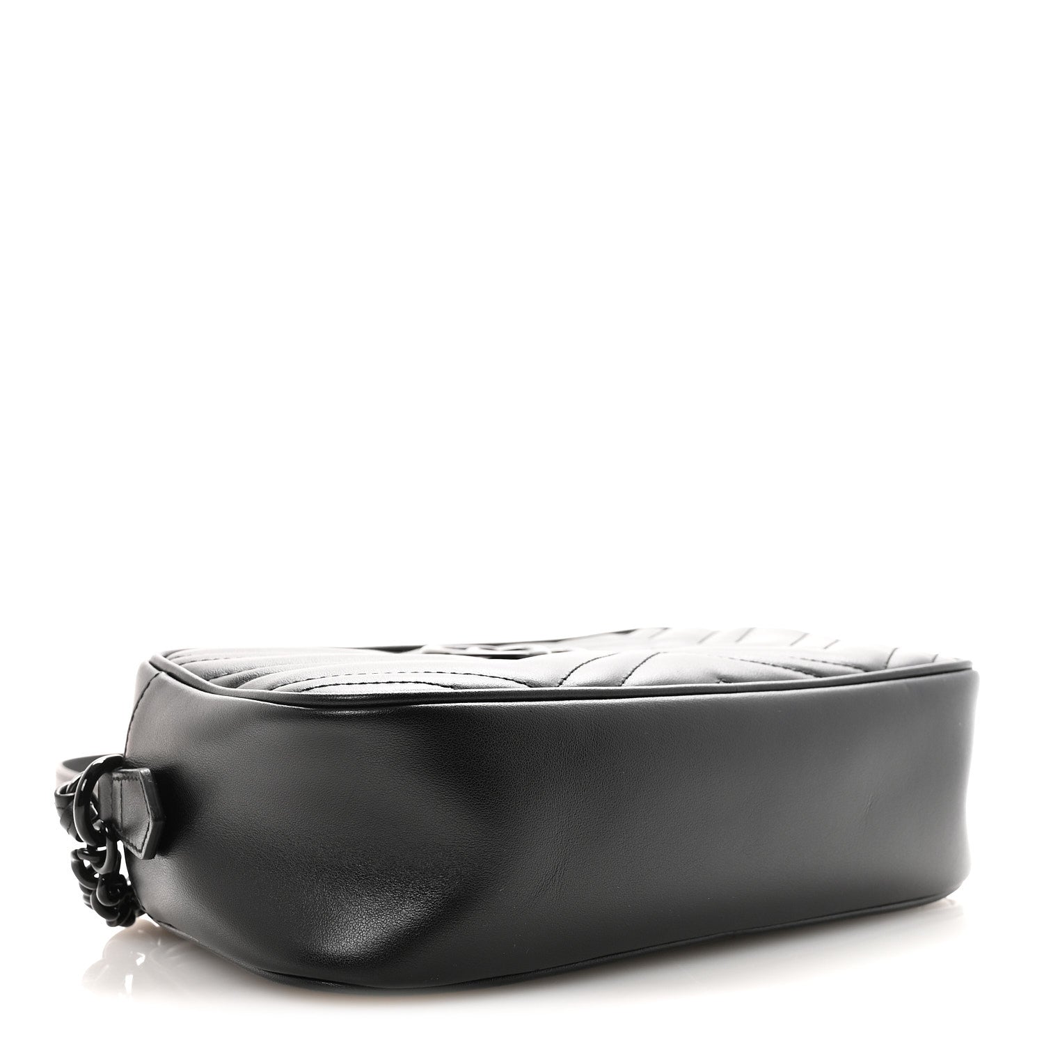 Gucci Calfskin Matelasse Monochrome Small GG Marmont Chain Shoulder Bag Black