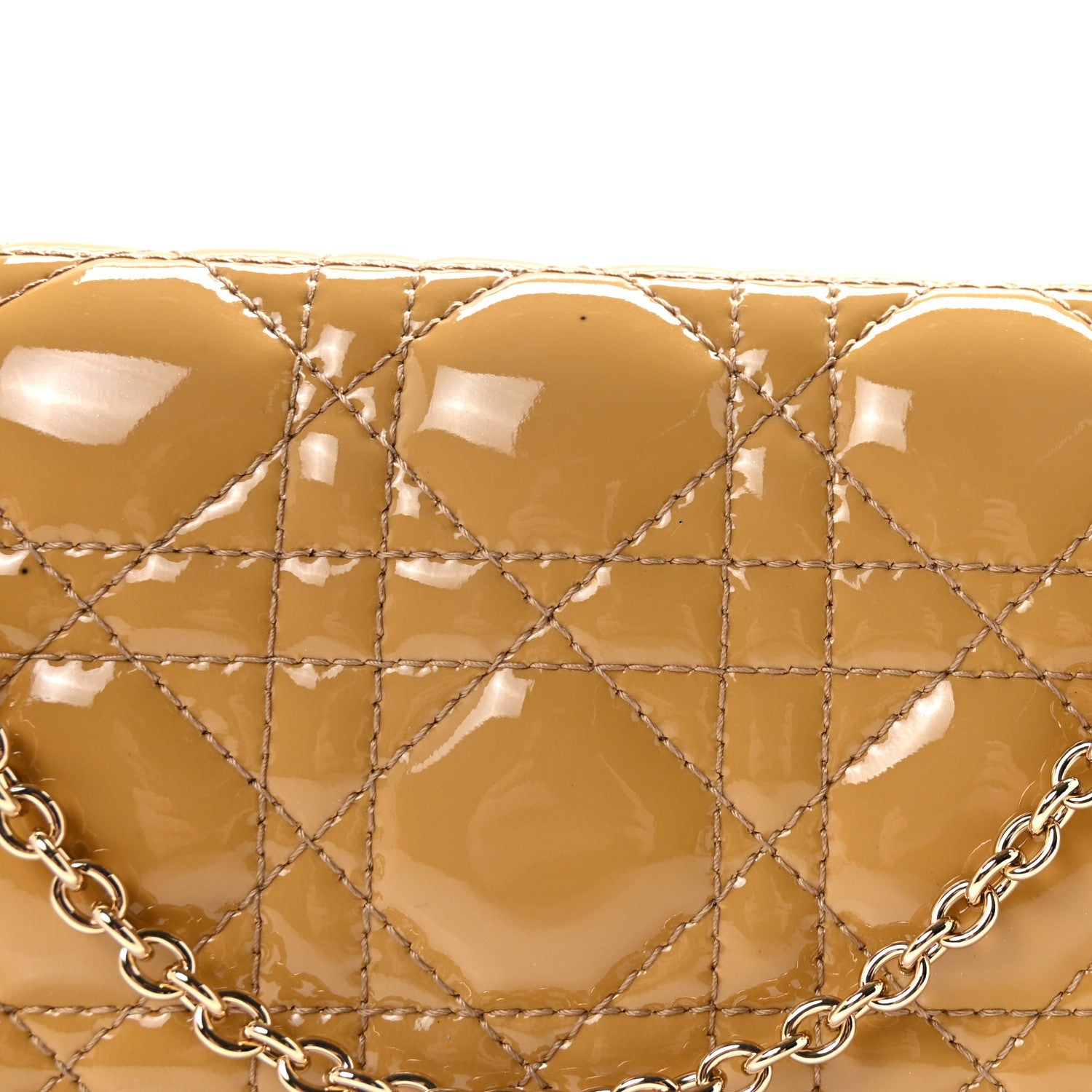Christian Dior Patent Cannage Lady Dior Convertible Clutch Beige
