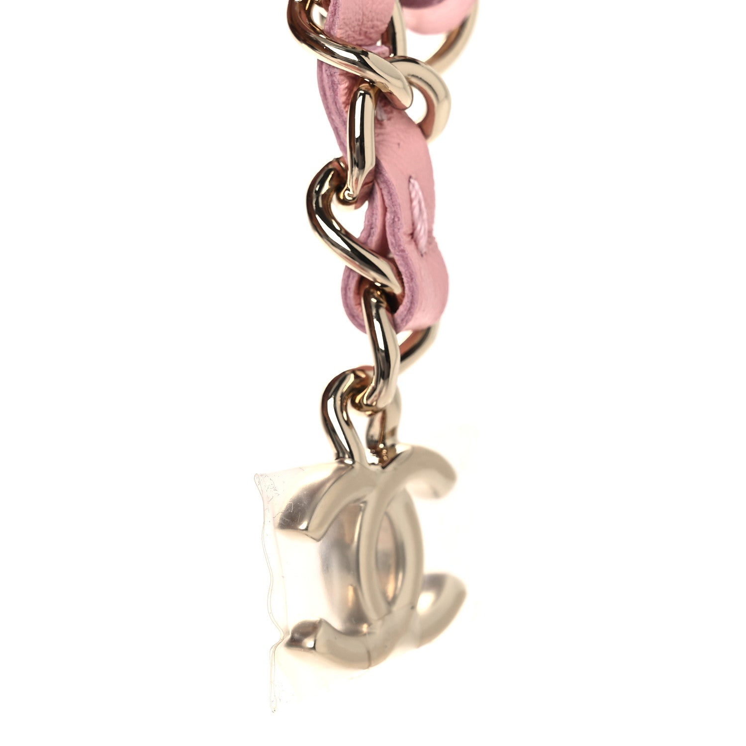 Chanel Lambskin Quilted CC In Love Heart Waist Belt Bag With Chain Light Pink