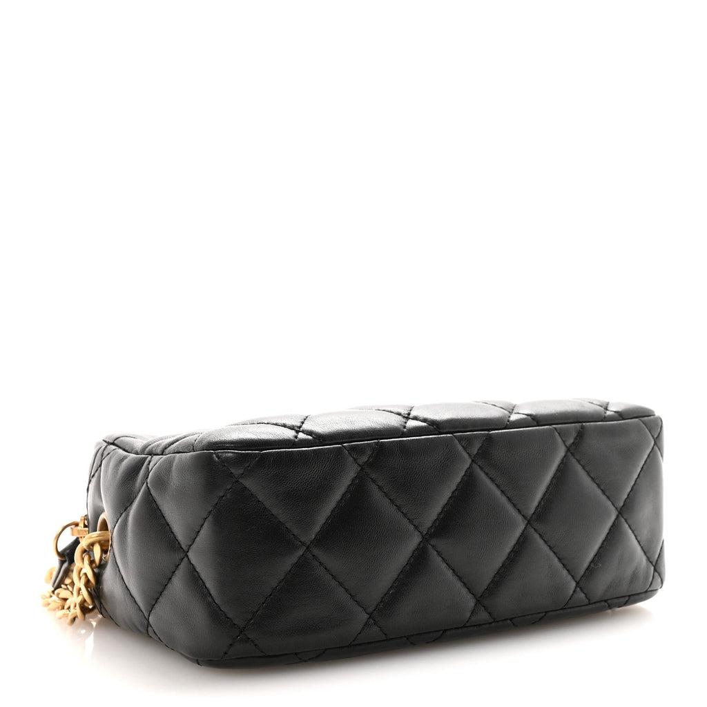 Chanel Lambskin Quilted Mini Pillow Crush Camera Case Black