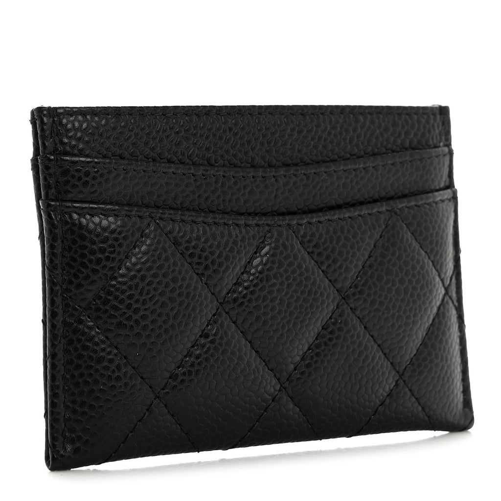 Caviar Quilted Card Holder Black