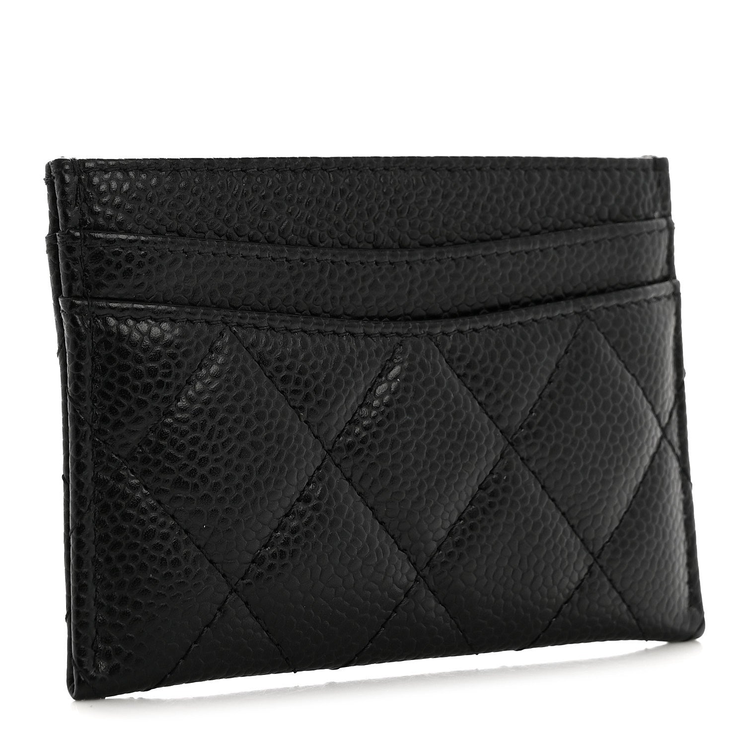 Caviar Quilted Card Holder Black