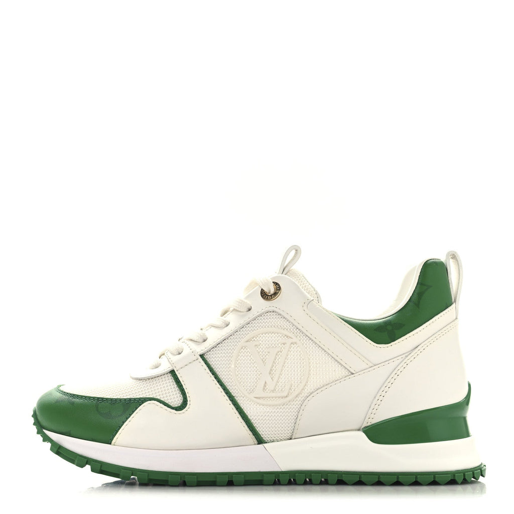 Louis Vuitton Calfskin Monogram Run Away Sneakers 36 White Green
