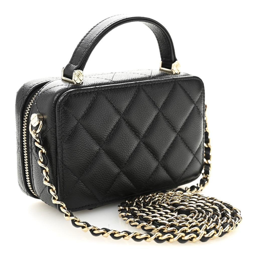 Chanel Caviar Quilted Small Top Handle Vanity Case Black