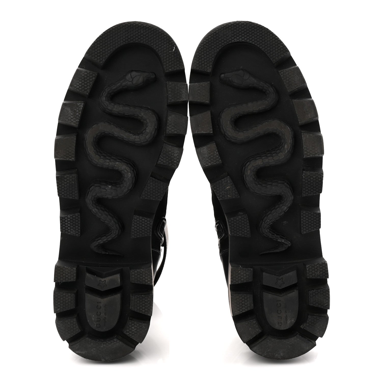 Gucci Nappa Frances GG Matelasse Platform Combat Boots 36 Black