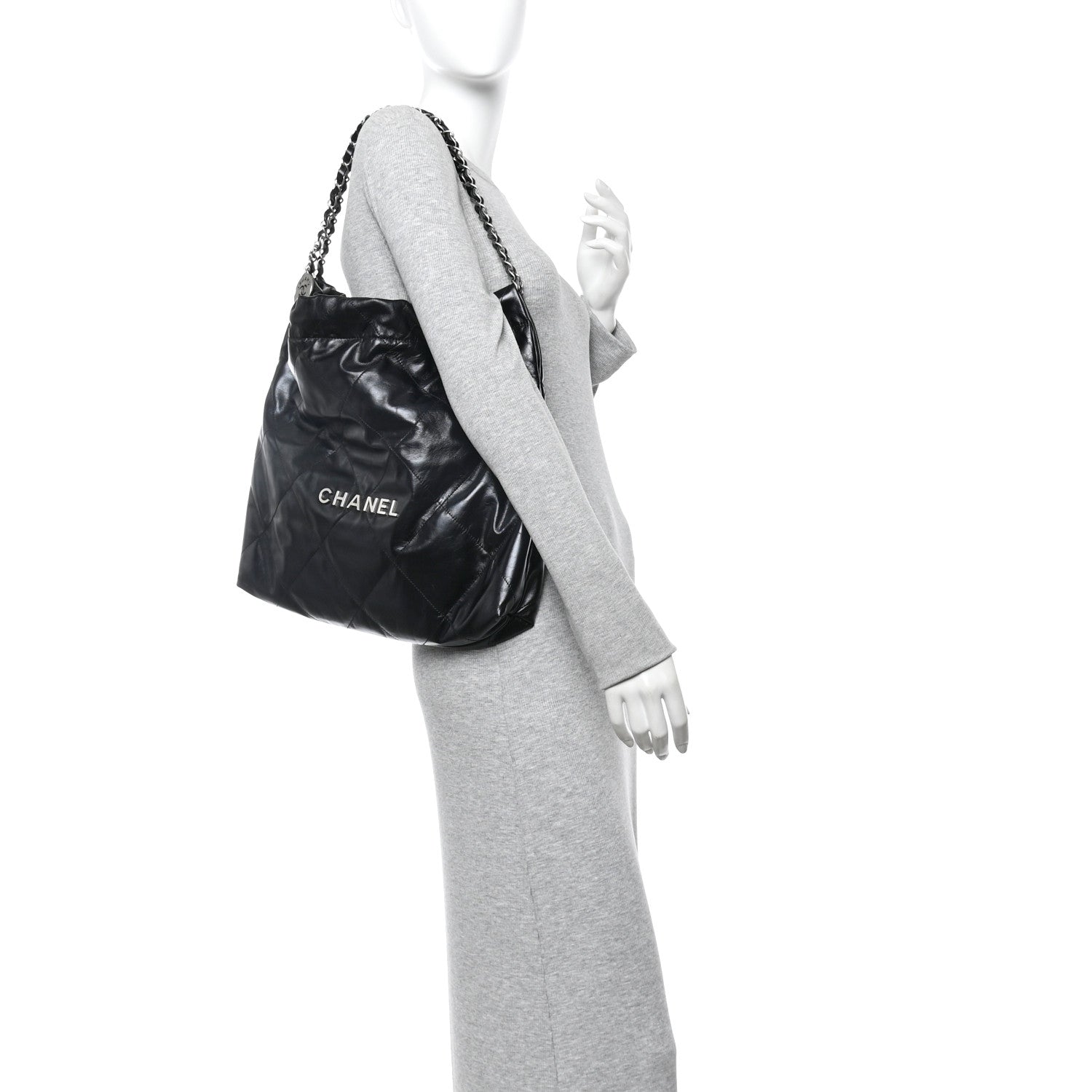 Chanel Shiny Calfskin Quilted Chanel 22 Black
