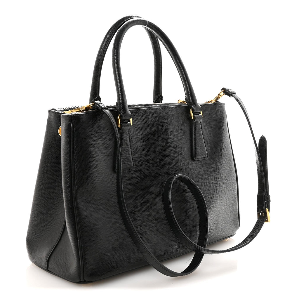 Prada Saffiano Small Galleria Double Zip Tote Black