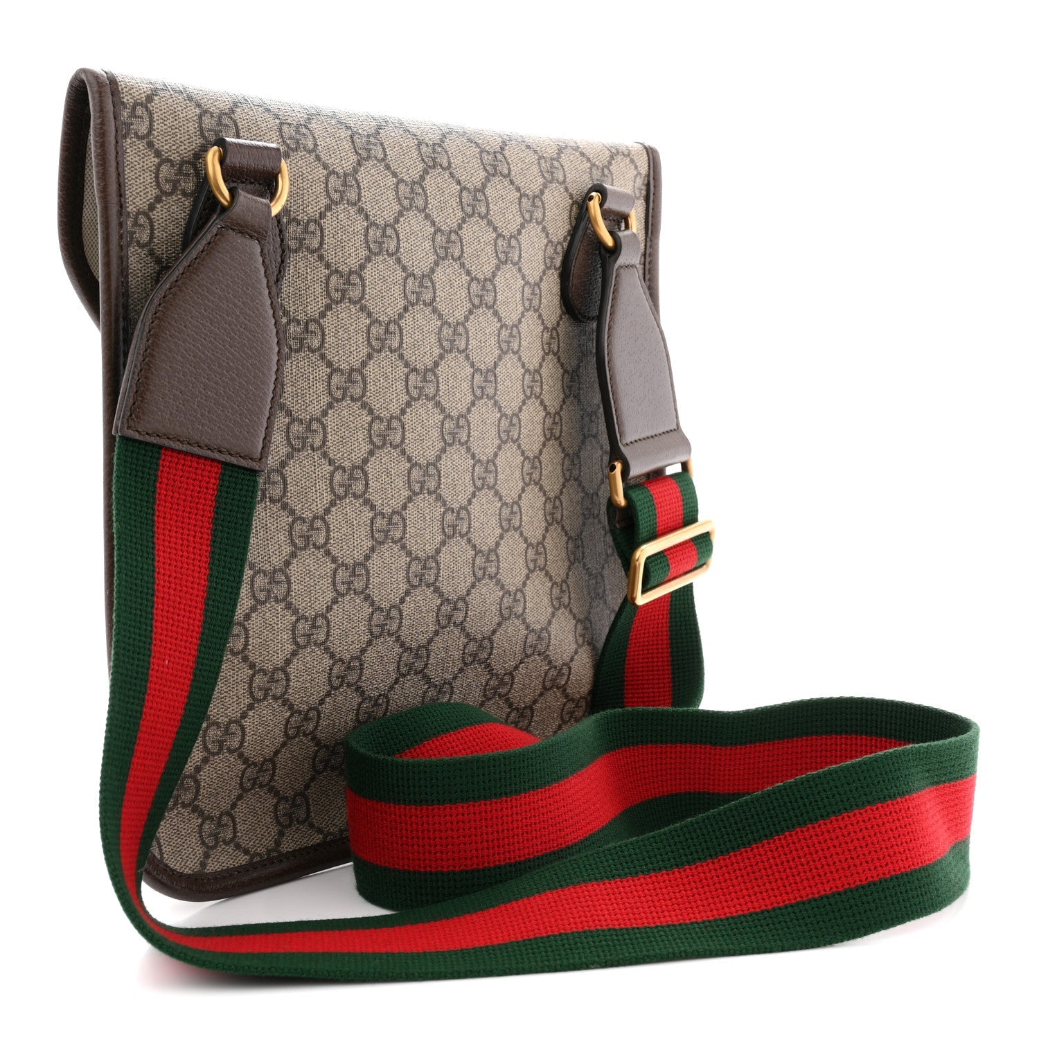 Gucci GG Supreme Monogram Web Medium Neo Vintage Flap Messenger Bag Beige New Acero