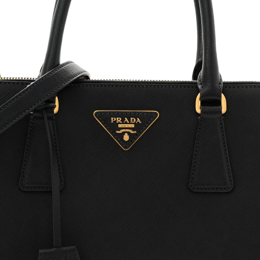 Prada Saffiano Small Galleria Double Zip Tote Black