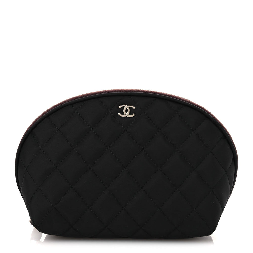 Nylon Quilted Small Cosmetic Case Black
