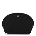 Nylon Quilted Small Cosmetic Case Black