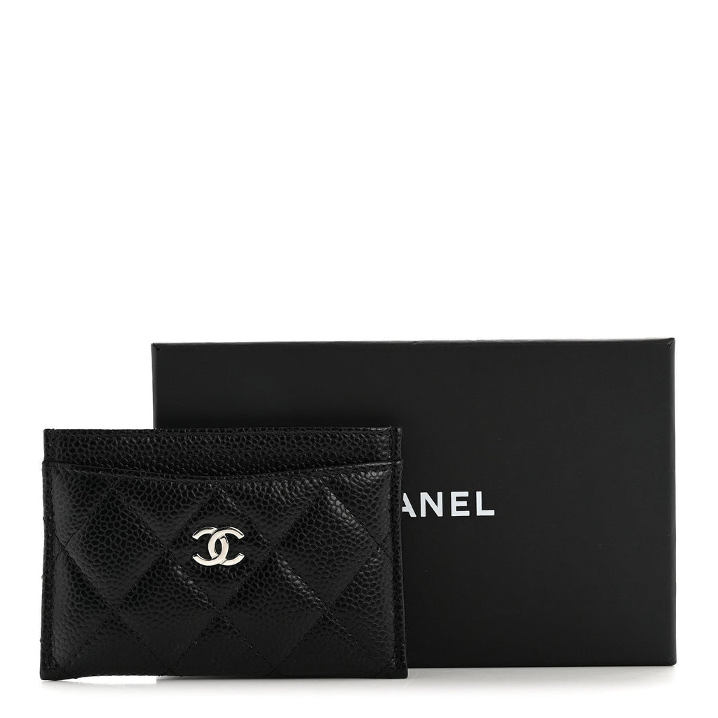 Caviar Quilted Card Holder Black