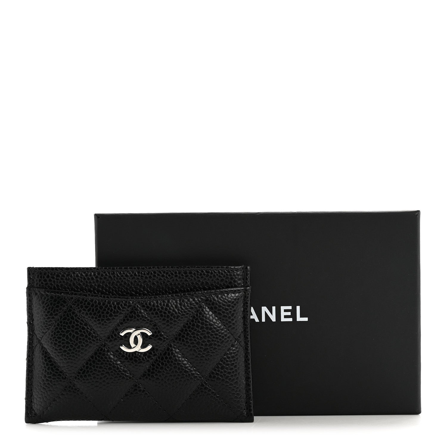 Caviar Quilted Card Holder Black