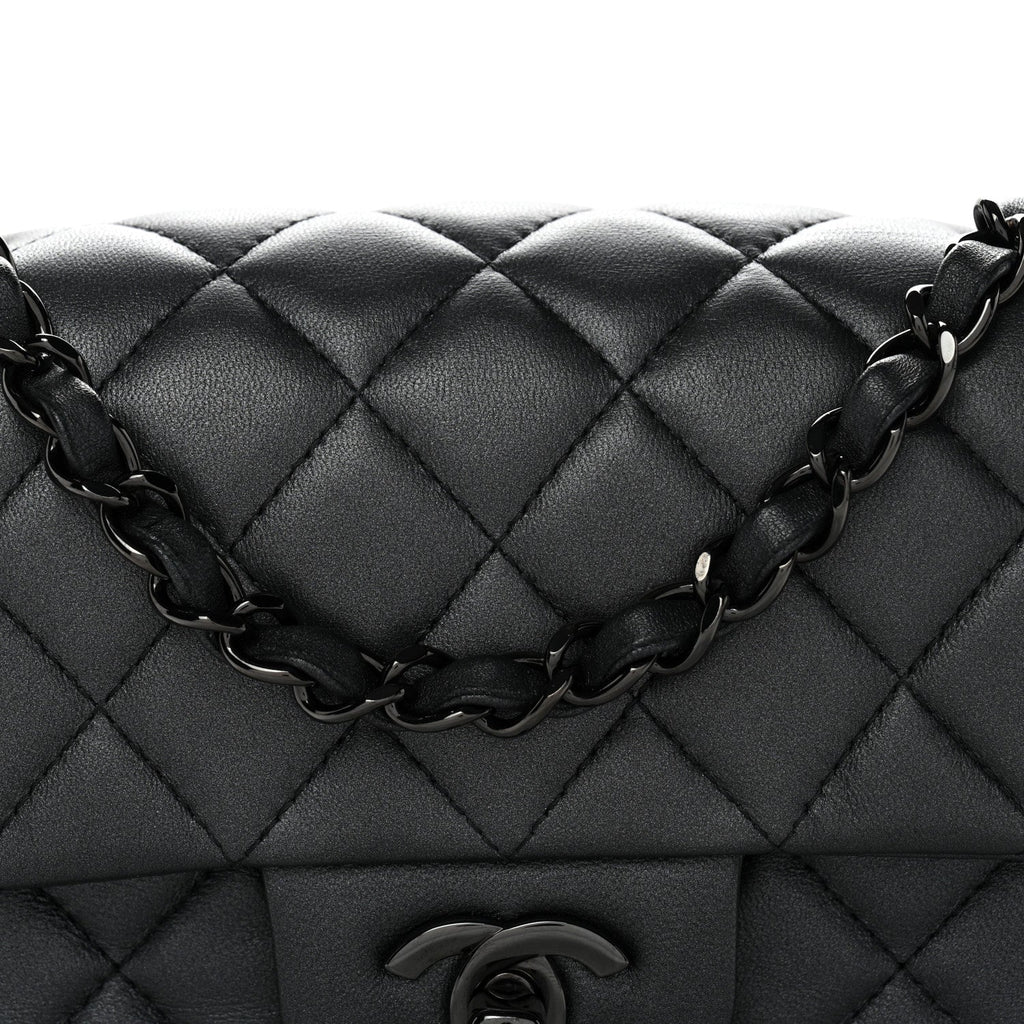 Chanel Lambskin Quilted Mini Rectangular Flap So Black