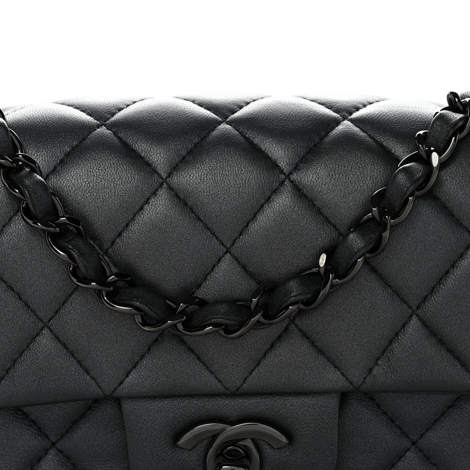 Chanel Lambskin Quilted Mini Rectangular Flap So Black