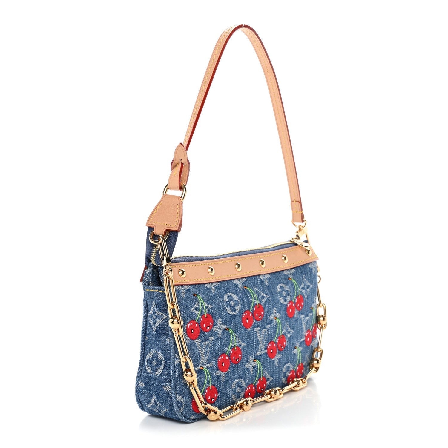 Louis Vuitton LV X TM Monogram Denim Cerises Pochette Accessories Blue