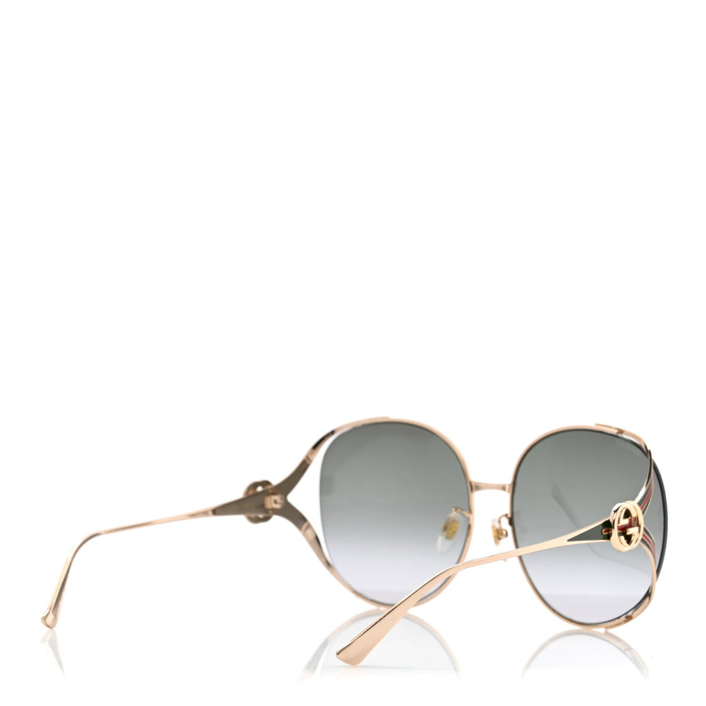 Gucci Metal Oversized Round Frame GG0225S Sunglasses Gold
