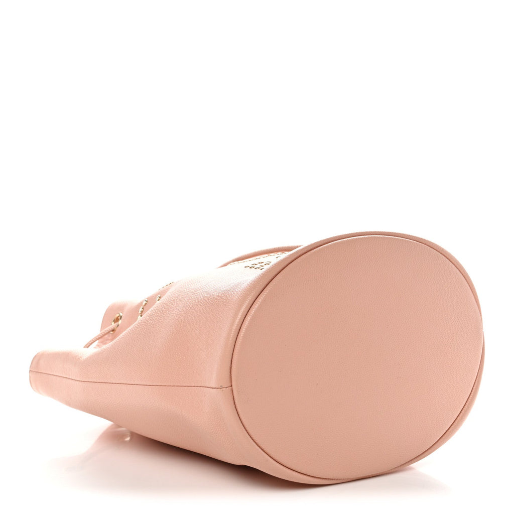 Chanel Caviar Deauville Drawstring Bucket Bag Light Pink