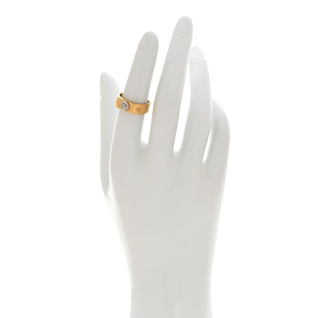 Louis Vuitton Brass Monogram Engraved Nanogram Ring S Gold