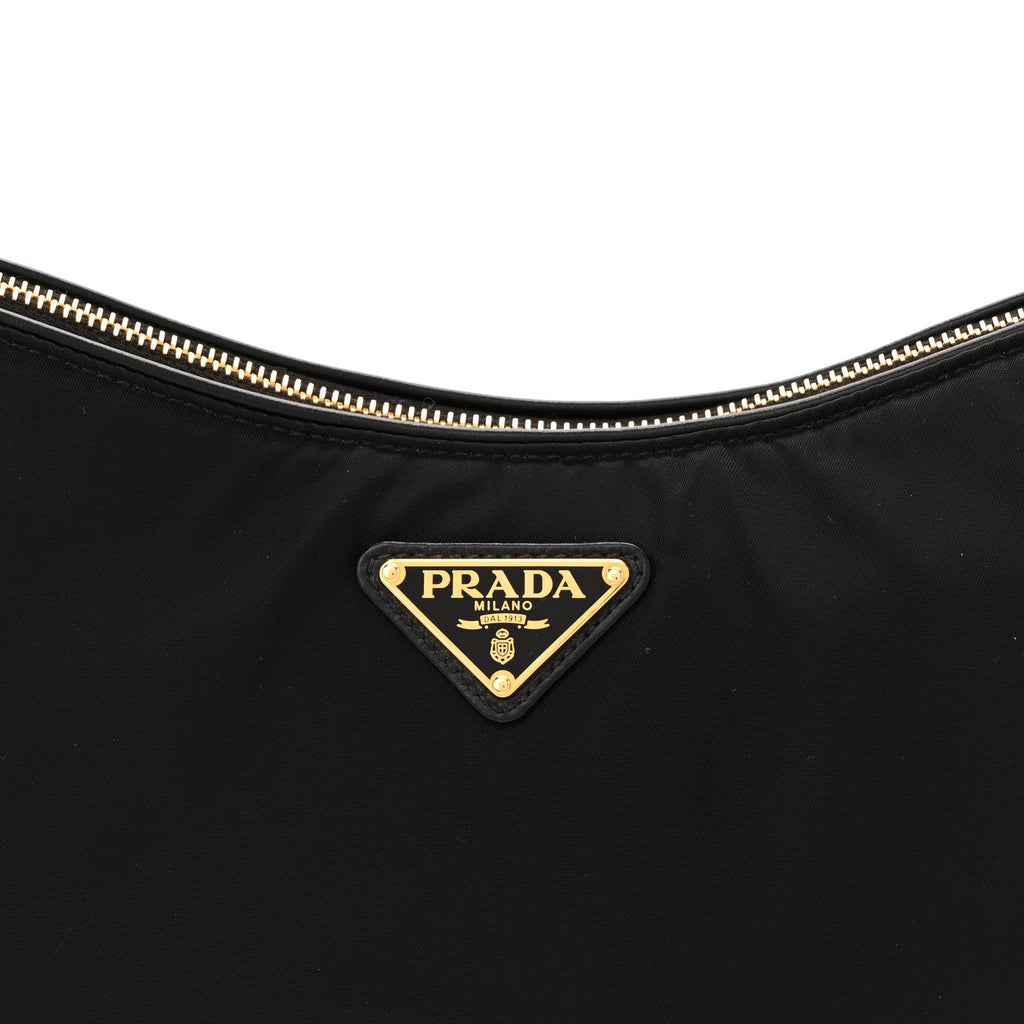 Prada Re-Nylon Vitello Large Aimee Shoulder Bag Black
