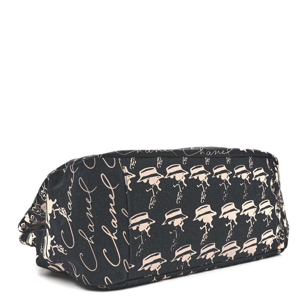 Chanel Canvas Camellia Flower Tote Black