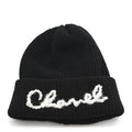 Cashmere Logo Beanie Hat Black White