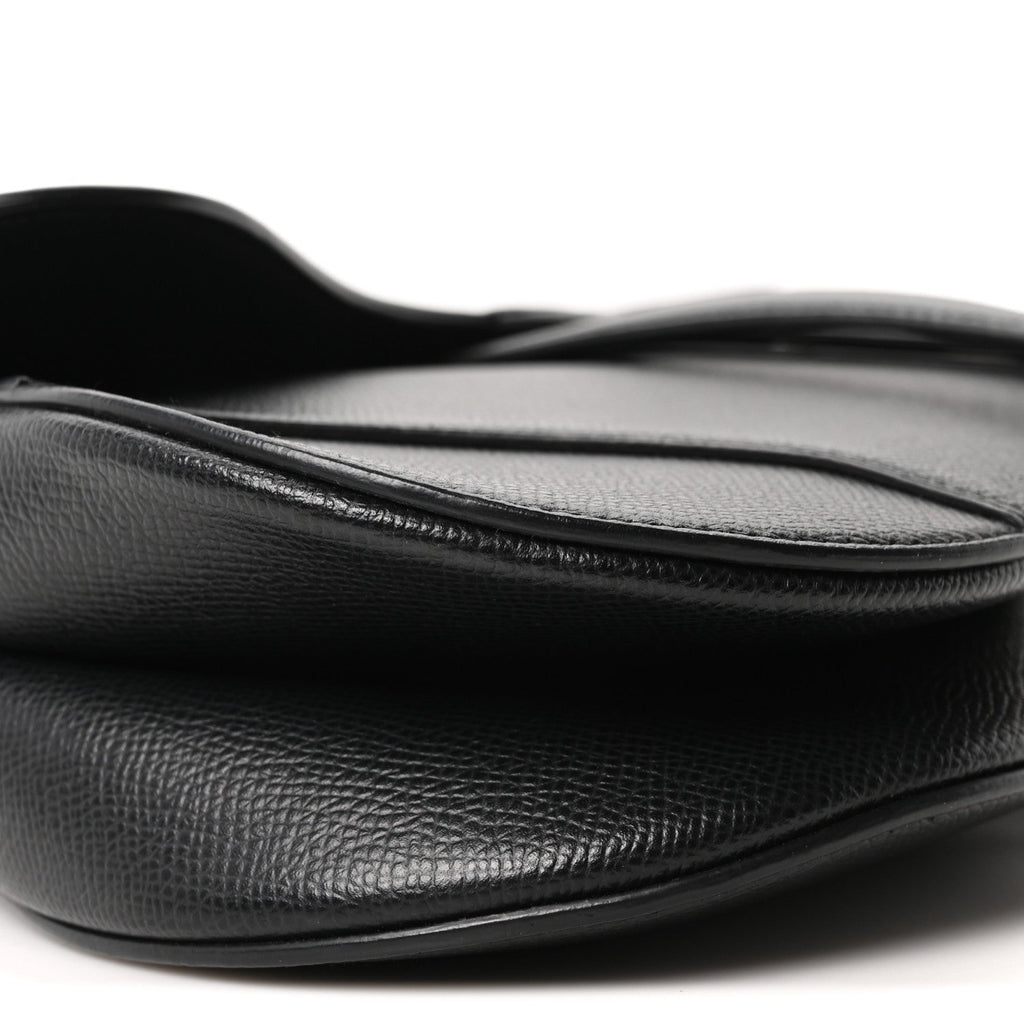 Christian Dior Grained Calfskin Saddle Bag Black