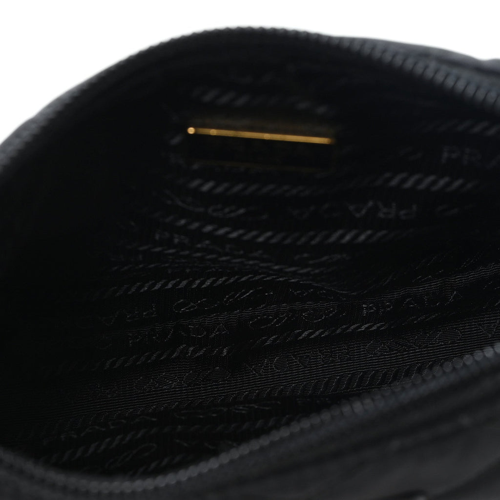 Prada Tessuto Nylon Stitched Shoulder Bag Black