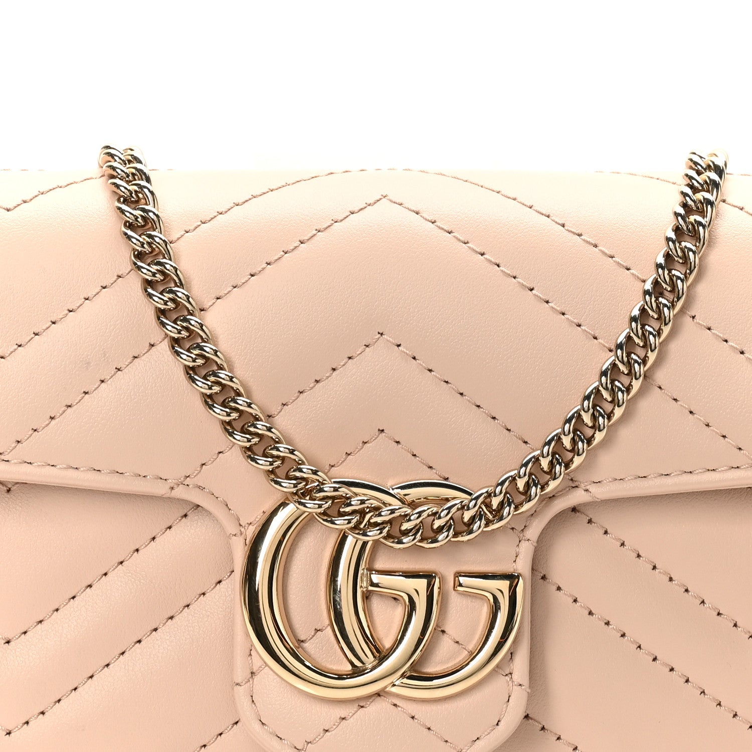 Gucci Calfskin Matelasse Super Mini GG Marmont Shoulder Bag Porcelain Rose