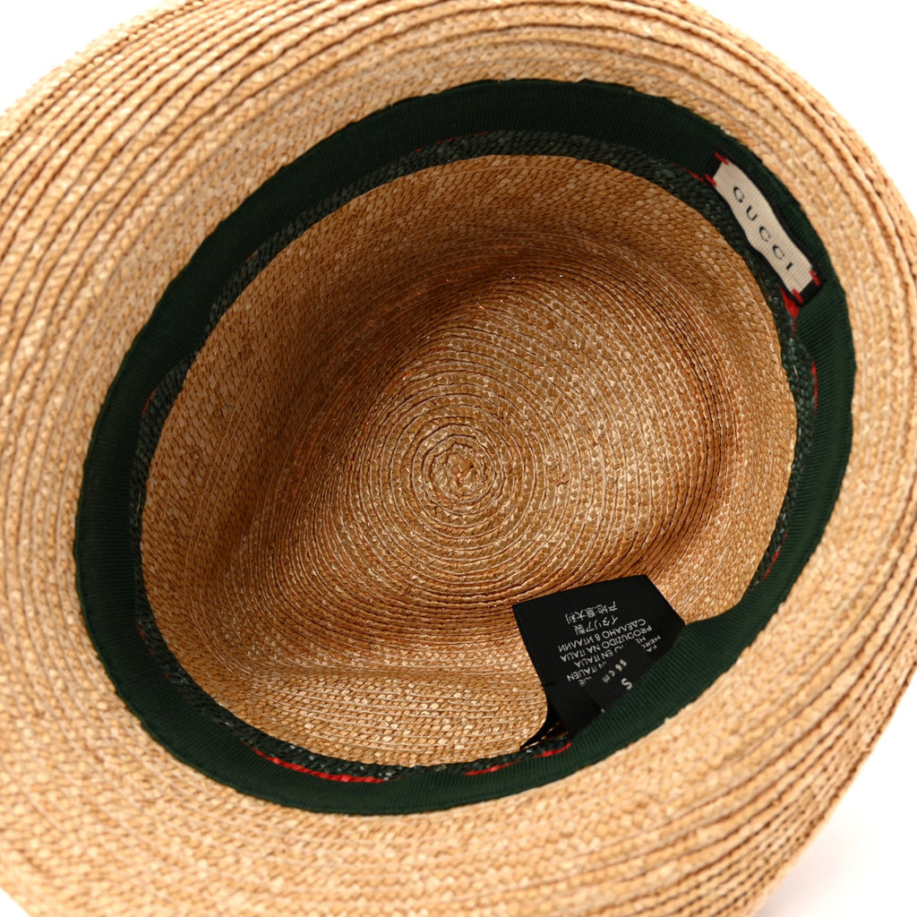 Gucci Abaca Straw Web Fedora Hat S