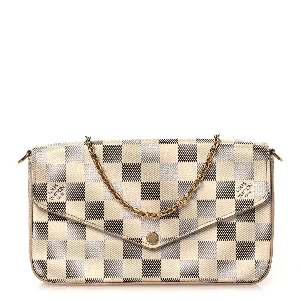 Louis Vuitton Damier Azur Pochette Felicie Chain Wallet Rose Ballerine