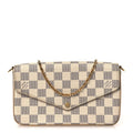 Louis Vuitton Damier Azur Pochette Felicie Chain Wallet Rose Ballerine