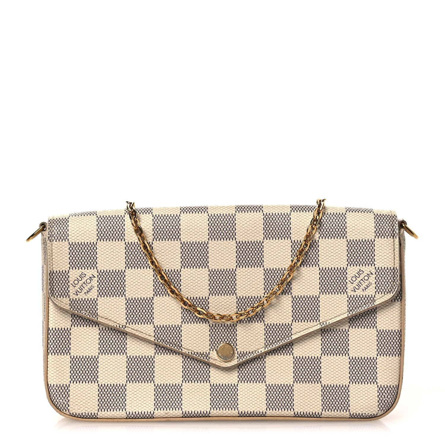 Louis Vuitton Damier Azur Pochette Felicie Chain Wallet Rose Ballerine