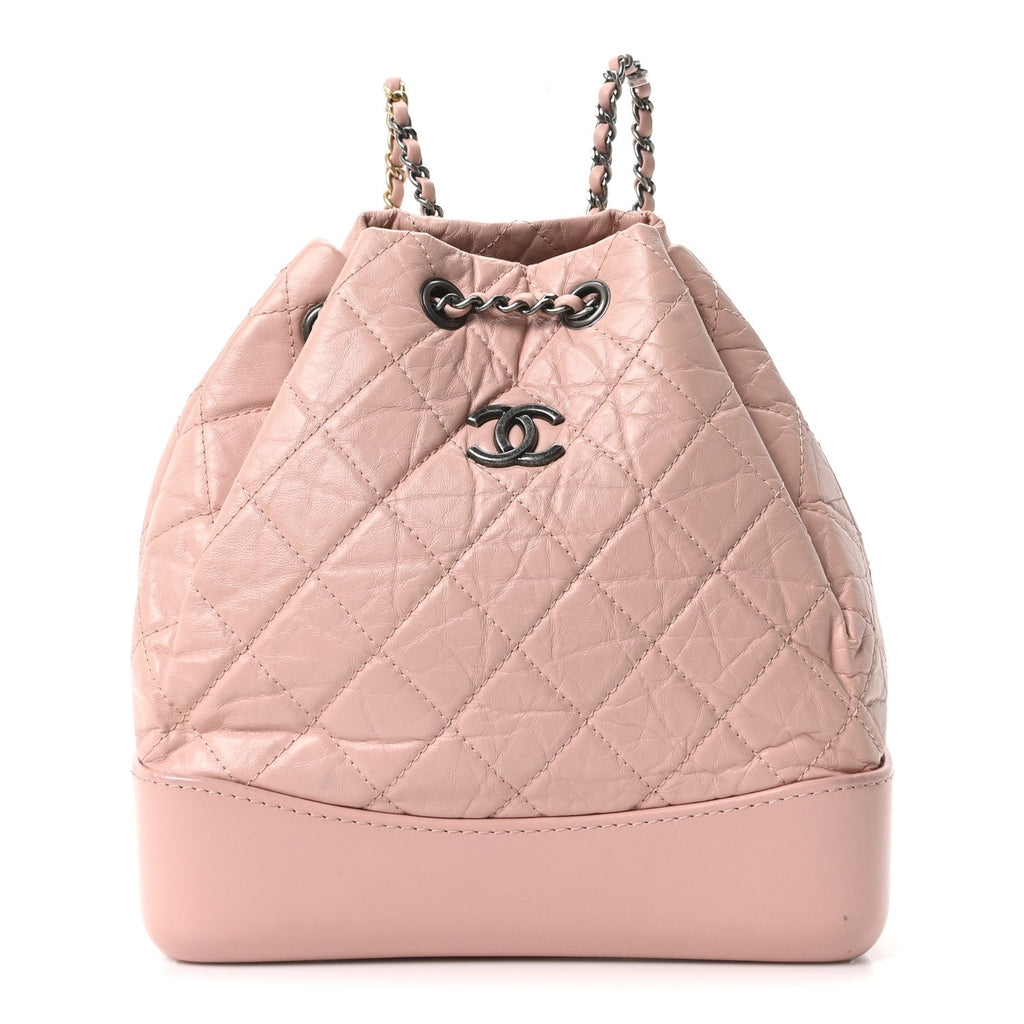 Chanel Aged Calfskin Quilted Small Gabrielle Backpack Pink