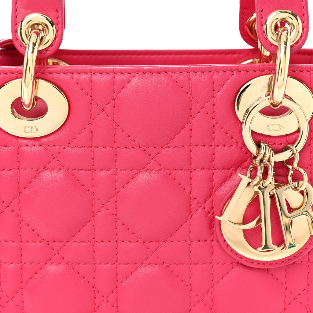 Christian Dior Lambskin Cannage Mini Lady Dior Pink