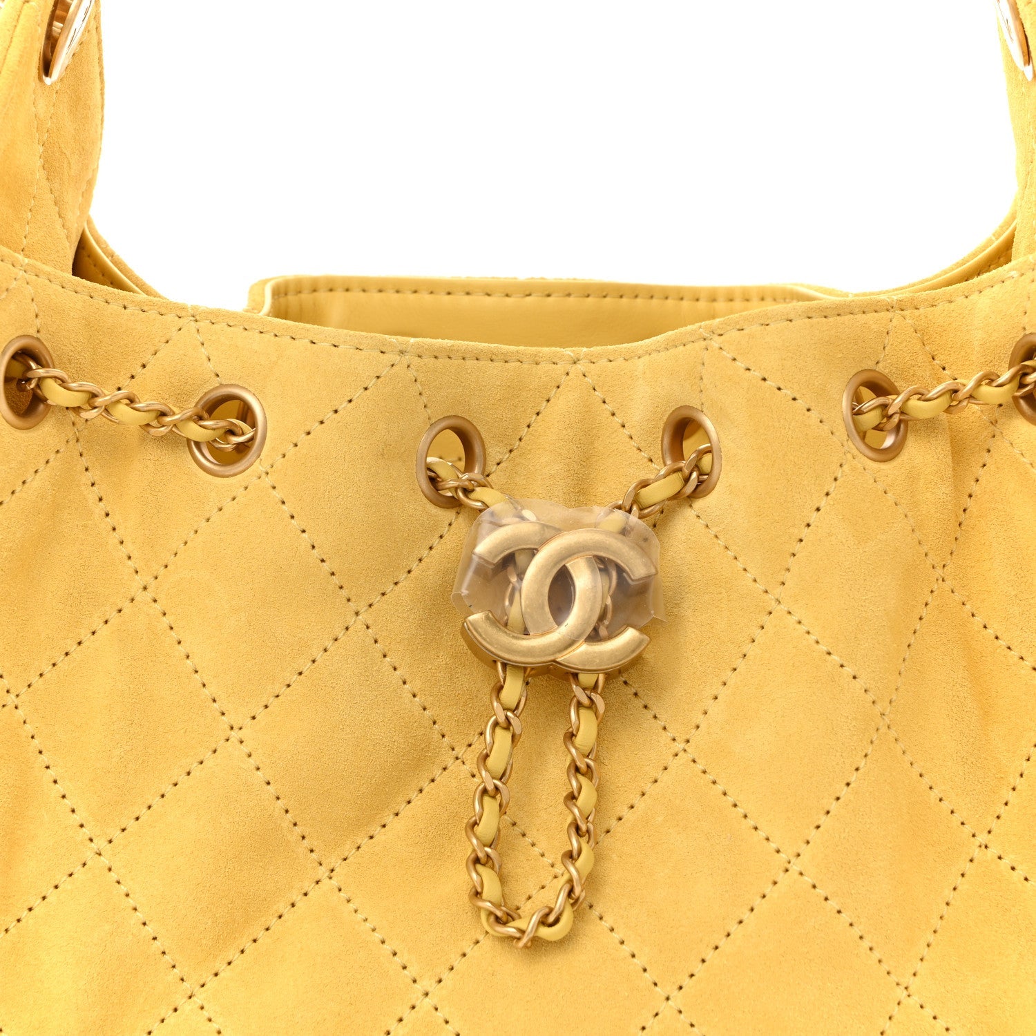 Chanel Suede Quilted Mini Chanel 25 Handbag Yellow