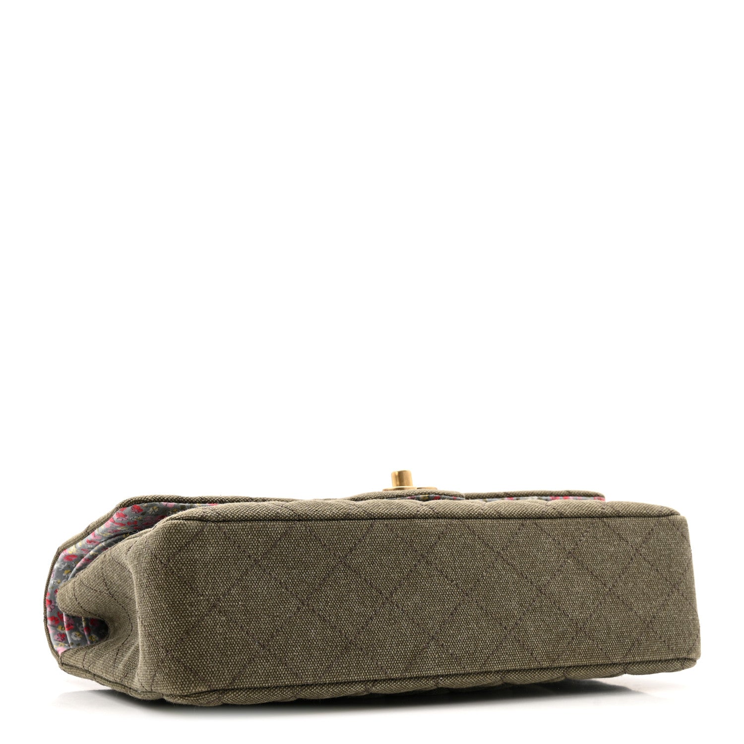 Chanel Canvas Quilted Coco Cuba Charms Medium Double Flap Khaki