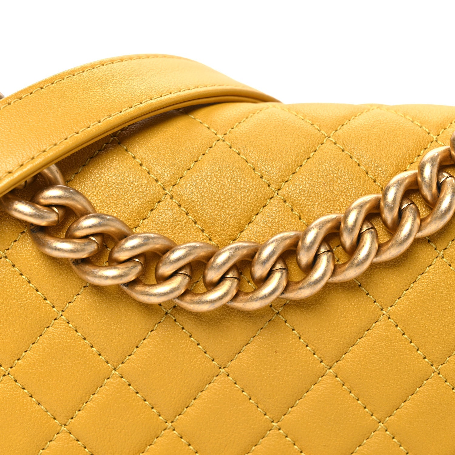 Chanel Lambskin Quilted Small Boy Flap Yellow