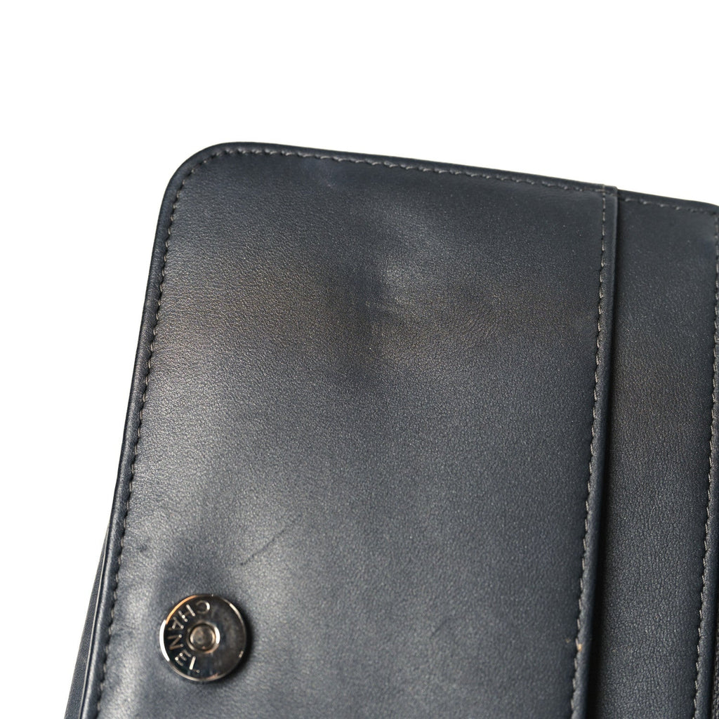 Chanel Lambskin Camellia Studded Wallet on Chain WOC Grey