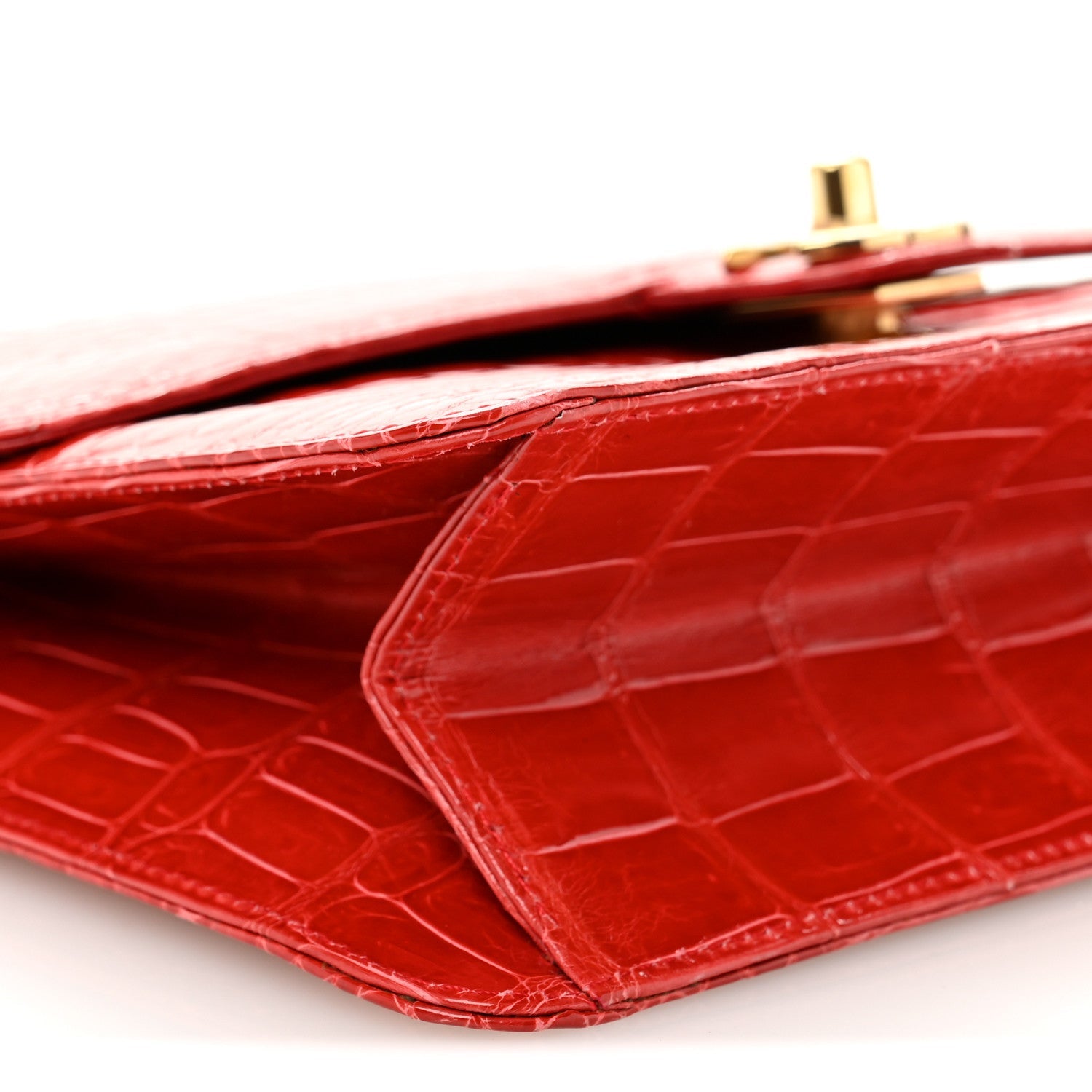 Chanel Shiny Alligator Small Single Flap Red