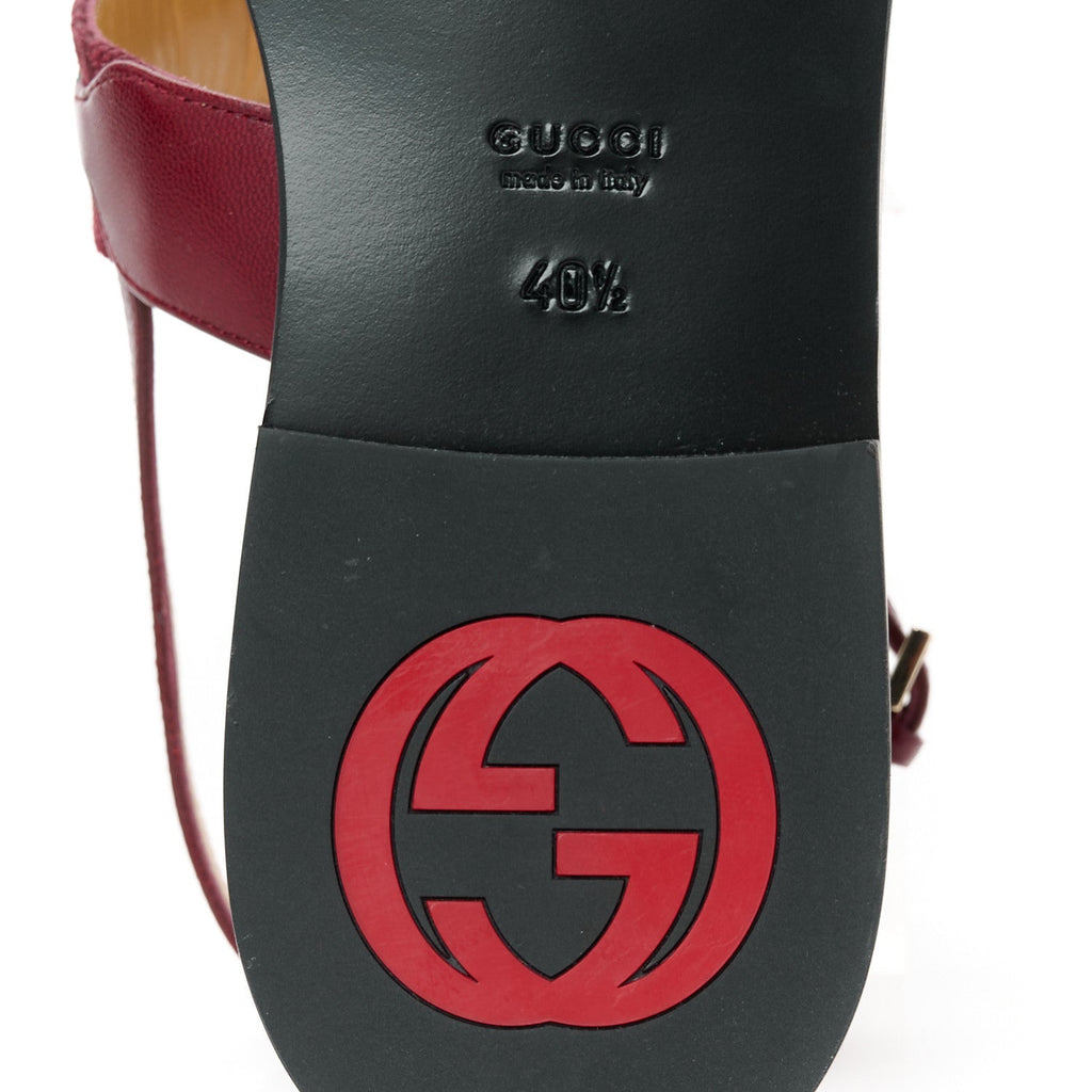 Gucci New Canvas GG Malaga Kid Web Interlocking G Womens Thong Sandals 40.5 Rosso Ancora