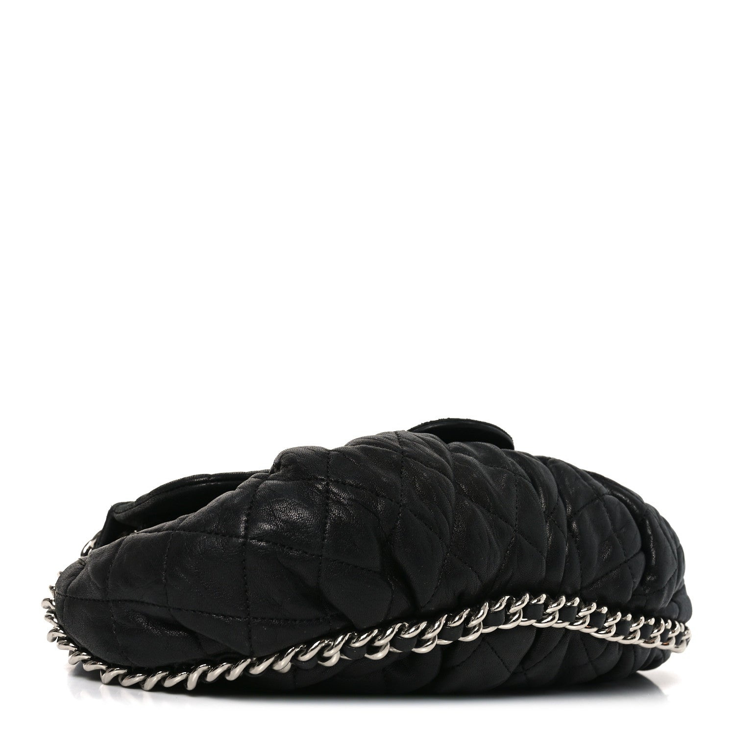 Chanel Washed Lambskin Quilted Medium Chain Around Messenger Black