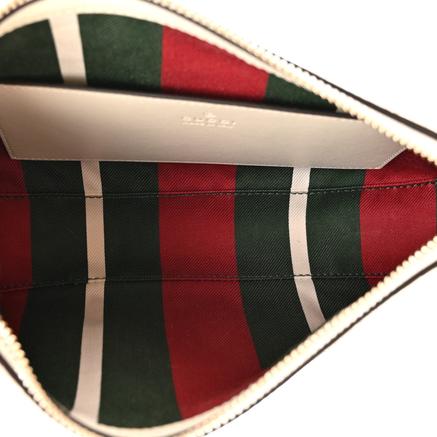 Gucci GG Supreme Monogram Textured Calfskin Small Emblem Shoulder Bag Beige Mystic White